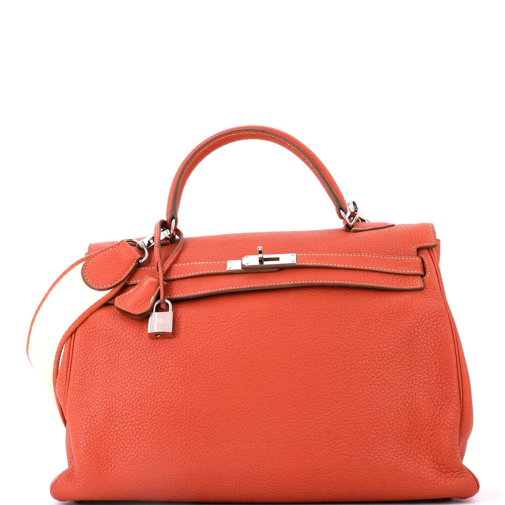Hermes Kelly 35 Orange Clemence with Palladium Hardware